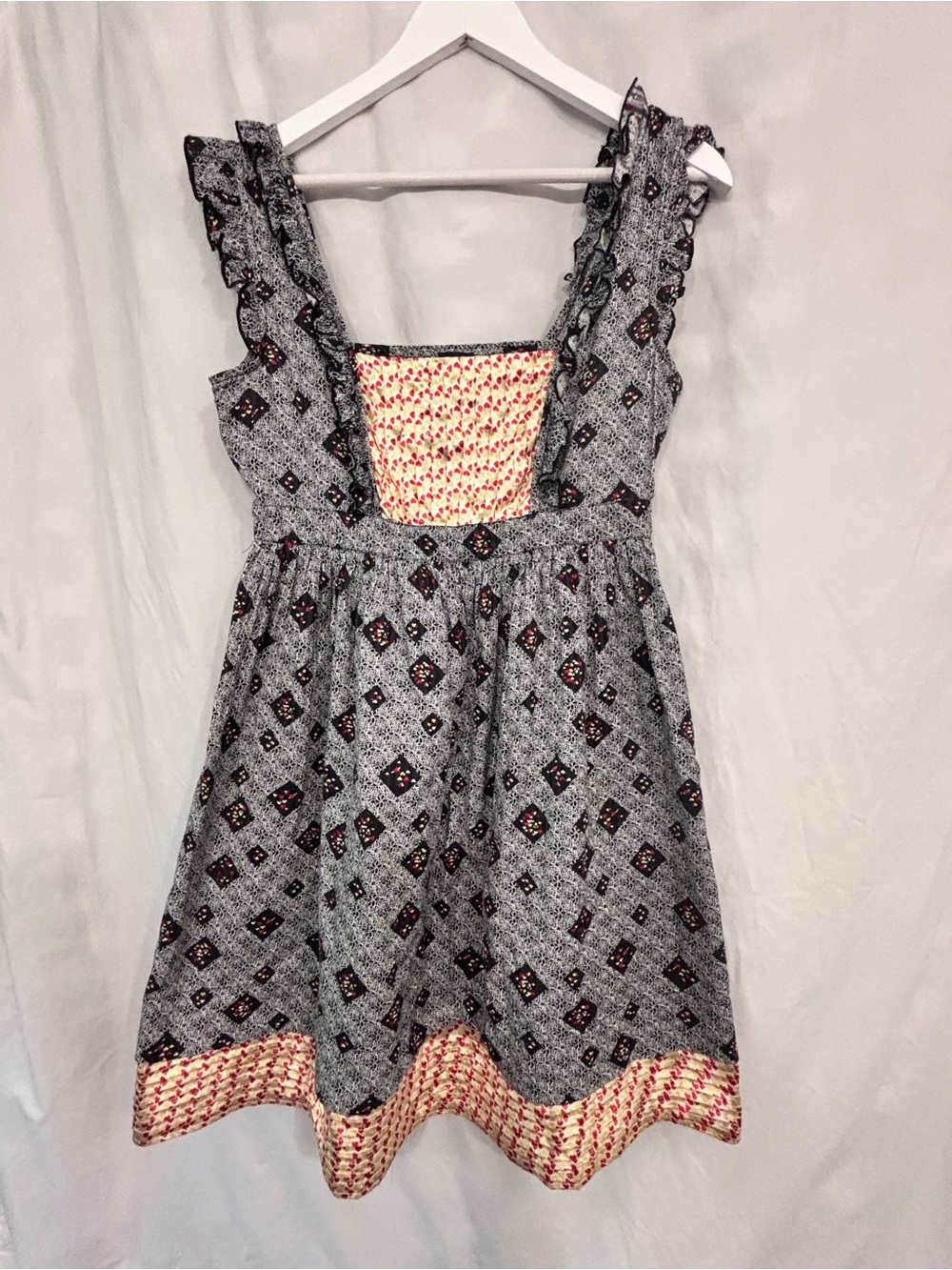 Reef Women’s Black Patterned Sundress with Cream & Red Accents